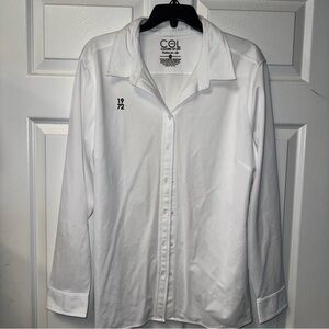 COL White Casual Button Down Shirt with‎ Pointed Collar
